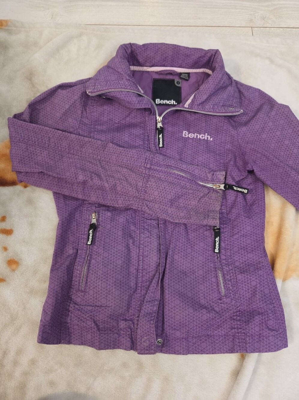 Bench Women's Purple Light Jacket with Zip Pockets And Removable Collar